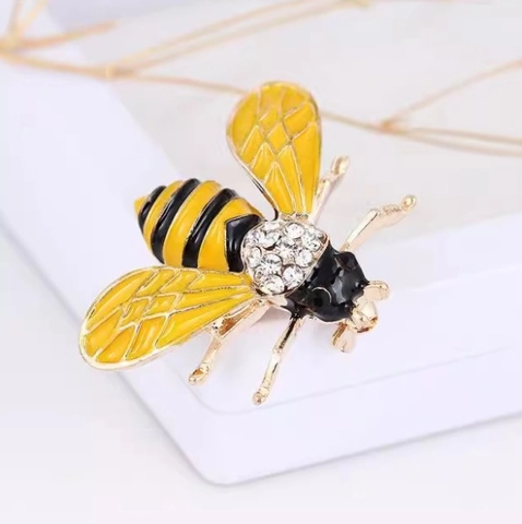Vintage Gold Legierung Biene Brosche Mit Gelb Schwarz Emaille Strass Insekt Tier Corsage Für Damen Mode Schmuck