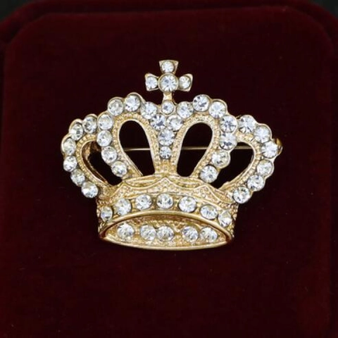 Vintage Krone Brosche Mit Kreuz Detail Legierung Strass Eingelegte Nadel Für Herren Anzug Damen Formelle Kleidung Hochzeit Schmuck Geschenk