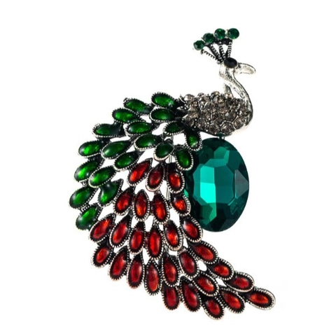 Spilla a Forma di Pavone in Lega Vintage con Strass Smalto Colorato Pin Animale per Donna Matrimonio Festa Gioielli