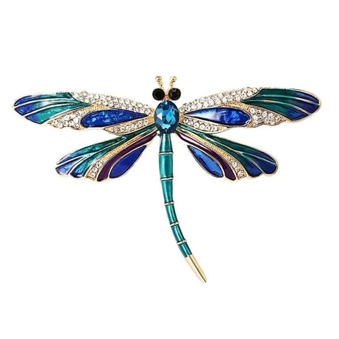 Elegante Vintage Zinklegierung Emaille Libelle Brosche Für Damen Bunte Insektennadel Mit Strass Für Bankett Mantel Zubehör