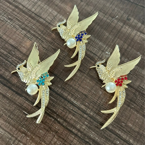 Spilla a Forma di Uccello Fenice in Lega Stile Cinese Vintage Elegante Spilla a Forma di Uccello in Strass e Perle Artificiali per Gioielli da Donna