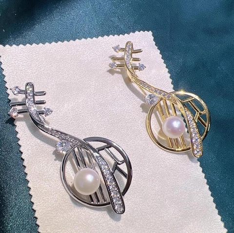 Spilla per Strumenti Musicali Pipa Vintage in Stile Cinese per Donna Spilla Elegante in Lega con Perle Artificiali e Strass Galvanica