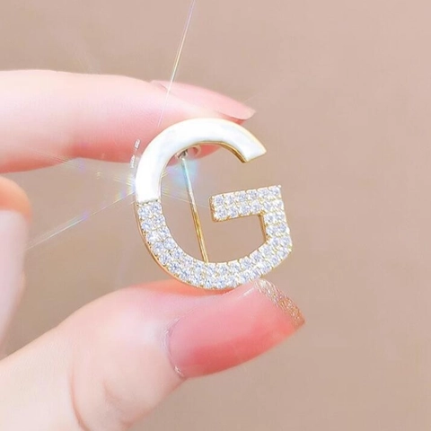 Spilla Vintage in Lega con Strass Alfabeto G per Donna Oro Argento Lettera Pin Accessori Moda Gioielli Regalo Per Uso Quotidiano