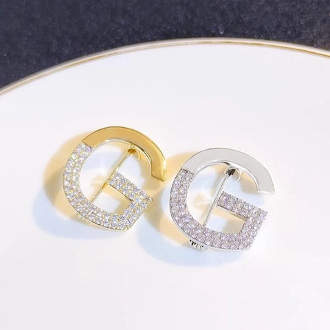 Spilla Vintage in Lega con Strass Alfabeto G per Donna Oro Argento Lettera Pin Accessori Moda Gioielli Regalo Per Uso Quotidiano
