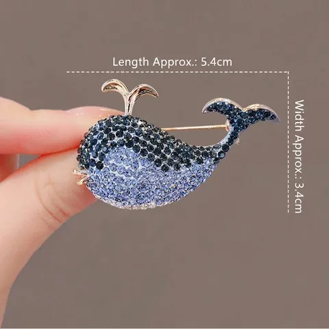 Spilla Balena Sfumatura Blu in Lega con Strass Animale Marino per Donna Spilla da Balia per Abito Accessori Gioielli Regalo