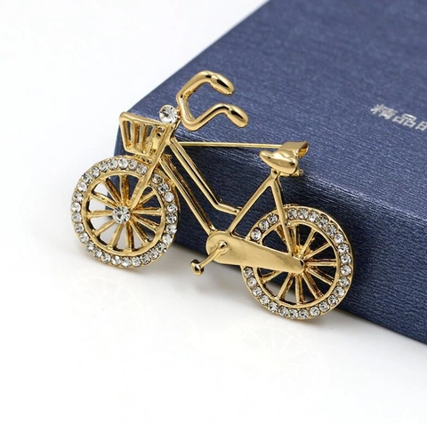 Spilla a Forma di Bicicletta Creativa alla Moda in Lega con Strass Intarsiati Giacca Personalizzata Accessori per Abbigliamento Donna Gioielli
