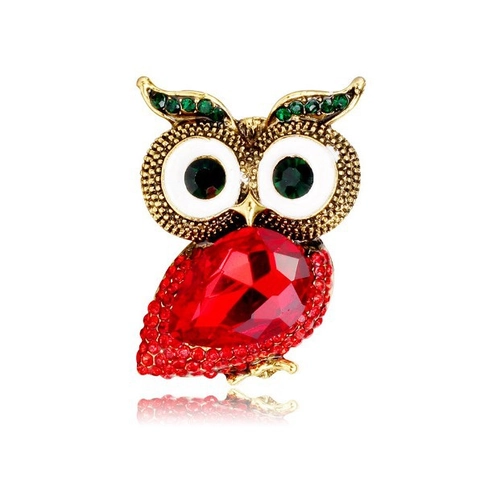 Vintage Owl Brooch Alloy Rhinestone Animal Pin With Crystal Large Eye Decorative Lapel Pin For Women Coat Jewelry Accessories