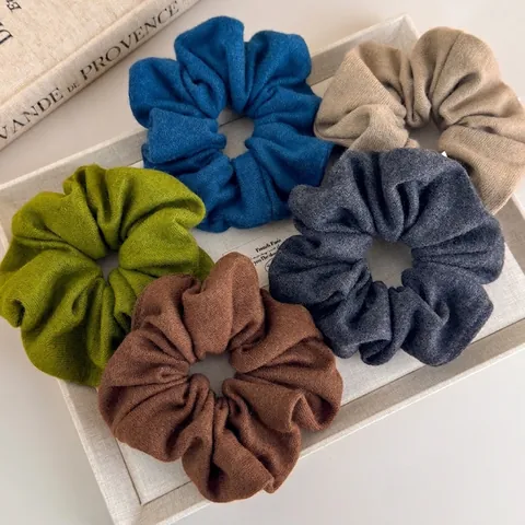 Mujer Otoño Invierno De Punto Grande Coletero Color Sólido Suave Elástico Lazo Para El Pelo Simple Hecho A Mano Accesorio