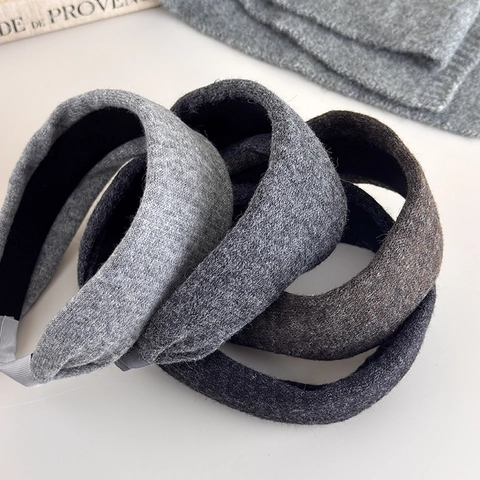 Diadema de Lana de Punto de Moda de Otoño Invierno para Mujer Banda de Pelo Gruesa de Color Sólido de Borde Ancho de Parte Superior Alta Accesorios para el Cabello