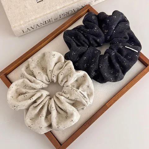 Vintage Floral Strick Haargummis Elastische Scrunchies Stoff Pferdeschwanz Halter Retro Botanischer Druck Haarschmuck Für Damen