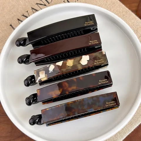 Französischer Stil Acetat Bananenklammer Minimalistisch Schildpattmuster Haarklammer Elegant Pferdeschwanz Vertikal Clip Damen Haarschmuck