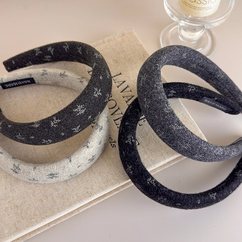 Vintage Floral Padded Headband For Women Thick Sponge Hair Hoop Retro Wool Felt Winter Hair Accessories Handmade Flower Headband