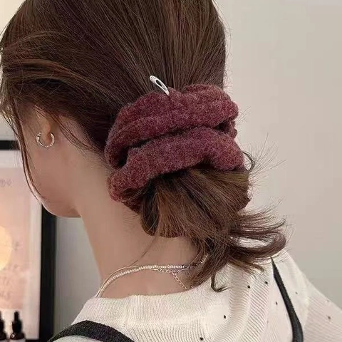 Großes Scrunchie Für Herbst Und Winter Aus Stoff Retro Dicker Plüsch Elastisches Haargummi Für Damen Elegantes Koreanisches Haar-Accessoires