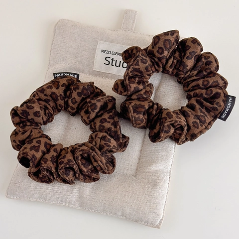 Coletero de Tela con Estampado de Leopardo Hecho a Mano Banda Elástica para el Cabello de Gamuza para Mujeres Niñas Accesorios de Moda