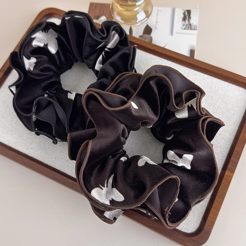 Elastico per Capelli Grande in Velluto Stampa a Farfalla Stile Francese per Donna Elegante Elastico Vintage per Coda di Cavallo Accessori per Capelli