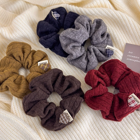 Scrunchie in Lana a Maglia da Donna Elastico per Capelli a Trecce Con Ciondolo a Cuore a Scacchi Accessori per Capelli