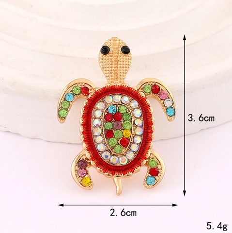 Broche de Tortuga con Strass Pin de Tortuga Marina Brillante para Traje Vestido de Noche Joyería de Moda Elegante Regalo Mujer Hombre