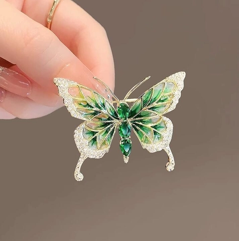 Eleganter Schmetterling Brosche Aus Legierung Mit Grünem Emaille Und Strass Für Damen Vintage Anzug Zieranstecker Für Bankett