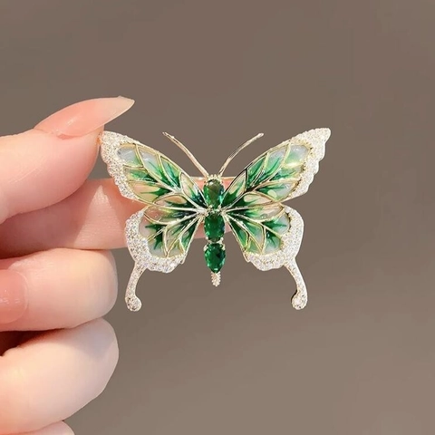 Eleganter Schmetterling Brosche Aus Legierung Mit Grünem Emaille Und Strass Für Damen Vintage Anzug Zieranstecker Für Bankett