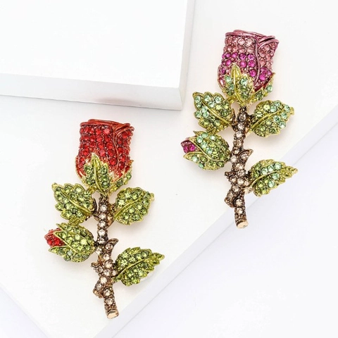Spilla Rosa in Lega di Strass Vintage Elegante Spilla da Corsetto Floreale per Donna Matrimonio Banchetto Festa Accessori Abbigliamento
