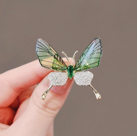 Elegante Legering Strass Vlinder Brosje Voor Dames Prachtige Insectenvorm Kleding Decoratie Accessoire Sieraden Cadeau