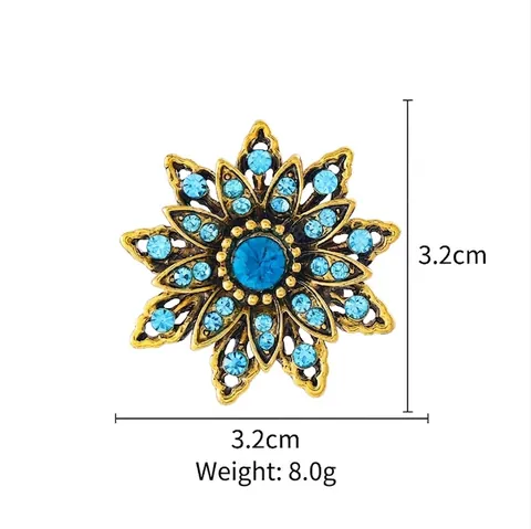 Vintage Palace Style Antique Gold Flower Brooch Alloy Rhinestone Small Badge Pin For Women Clothing Bag Decoration Jewelry