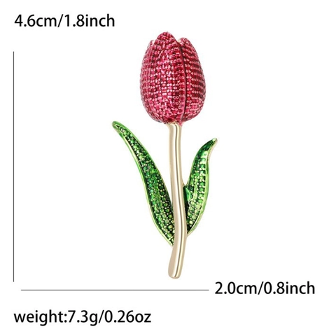 Elegant Alloy Tulip Flower Brooch Pins For Women Enamel Rhinestone Artificial Pearl Floral Brooches For Wedding Jewelry Gift