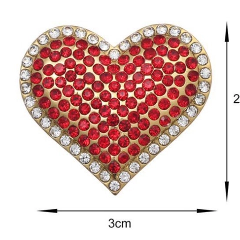Elegante Spilla a Cuore per Donna Con Strass Rossi e Bianchi Lega Dorata Cuore Corsage Spilla per Giacca da Abito Gioielli Regalo