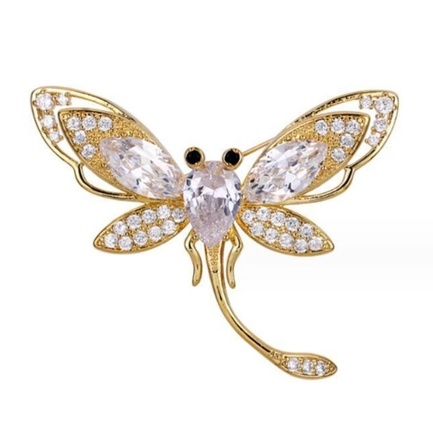 Elegante Broche de Libélula Vintage Para Mujer Aleación Diamantes de Imitación Zirconia Alfiler de Ropa Para Boda Banquete Fiesta Accesorio Estilo Coreano
