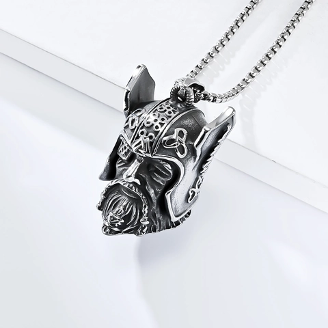 Stainless Steel Guardian Bell Pendant Necklace Men Retro Viking Odin Lion Prayer Hands Eye Of Horus Cross Punk Jewelry