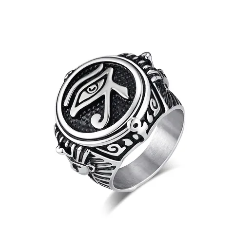 Anillo De Acero Inoxidable Vintage Antiguo Egipto Ojo De Horus Para Hombres Mujeres Retro Faraón Tótem Anillo De Banda Pulido