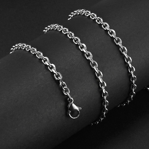 Polished Stainless Steel Cable Chain Necklace Unisex O-Shape Link Chain For Men Women Jewelry Chain Only (Without Pendant)