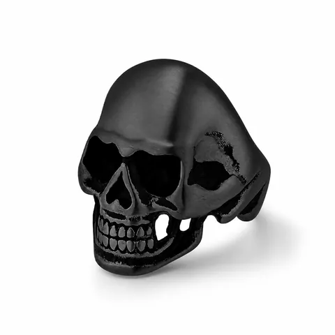 Vintage Stainless Steel Skull Ring For Men Punk Gothic Matte Brushed Biker Jewelry Personality Finger Ring Accessory Gift