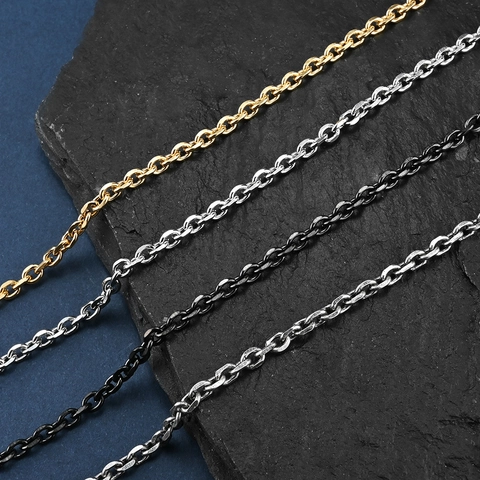 Polished Stainless Steel Cable Chain Necklace Unisex O-Shape Link Chain For Men Women Jewelry Chain Only (Without Pendant)