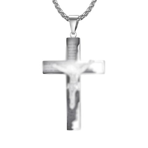 Collier Pendentif Croix en Acier Inoxydable Hip Hop pour Hommes Femmes Religieux Jésus Crucifix Collier en Acier Titane Bijoux Cadeau