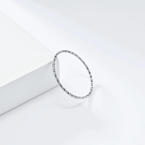 Anillo Fino de Acero Inoxidable de 1.2mm Minimalista para Mujer Textura de Rombos Anillo para Meñique Oro Plata Joyería