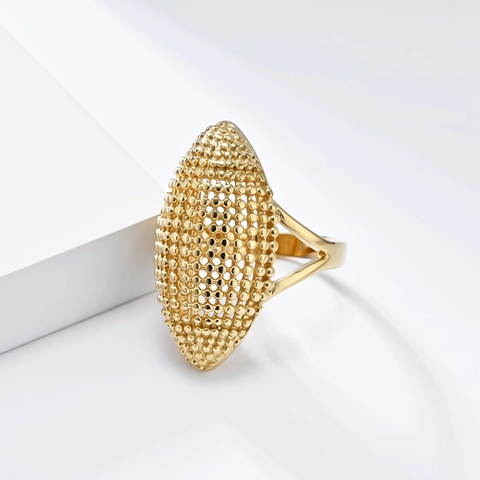 Anillo Ovalado de Acero Inoxidable de Alta Calidad con Diseño Hueco para Mujer Moda Anillo de Cúpula Grande Joyería Geométrica Regalo