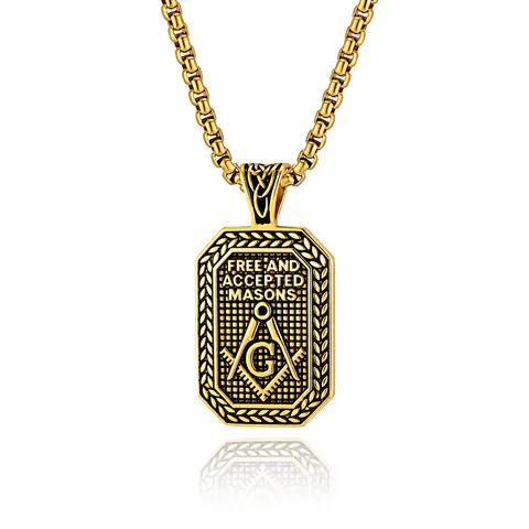 Collar Con Colgante Masónico De Acero Inoxidable Para Hombre Hip Hop Escuadra Y Compás Letra G Joyería Vintage Sin Cadena