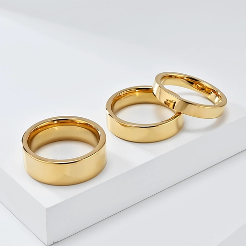 Bague Minimaliste en Acier au Tungstène Anneau Plat Poli Miroir Simple pour Hommes Femmes Bijoux de Mariage Cadeau