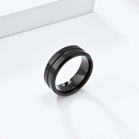 Minimalist Tungsten Steel Ring For Men Beveled Edges Center Groove High Polished Fashion Jewelry Band Ring Gift