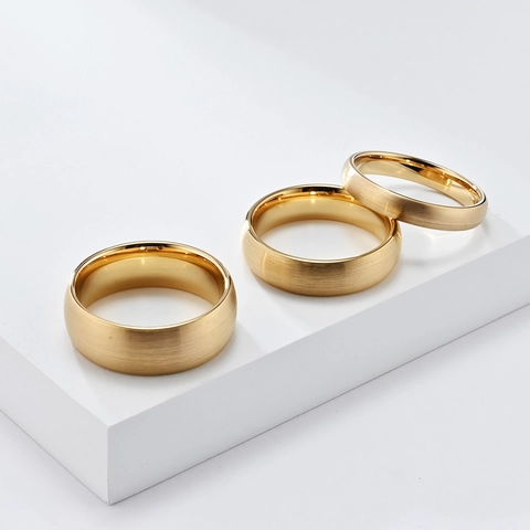 Bague en Acier au Tungstène Minimaliste Surface Brossée Bande Intérieure Polie pour Hommes Femmes Bijoux Bague de Doigt Cadeau