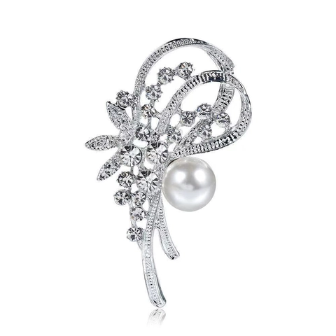 Elegante Broche de Flor de Narciso para Mujer en Aleación de Zinc con Perla Artificial y Diamantes de Imitación Joyería de Moda