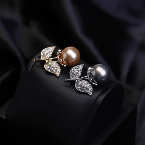 Elegante Spilla a Forma di Foglia e Fiore Con Grandi Künstliche Perle Rotonde Strass per Donna Matrimonio Festa Decorazione Abbigliamento Gioielli di Lusso
