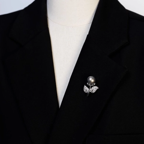 Elegante Spilla a Forma di Foglia e Fiore Con Grandi Künstliche Perle Rotonde Strass per Donna Matrimonio Festa Decorazione Abbigliamento Gioielli di Lusso