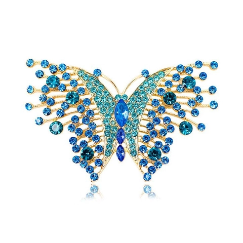 Vintage French Alloy Butterfly Brooch Rhinestone Inlaid Corsage Pin For Women Elegant Animal Badge High Grade Clothing Accessories