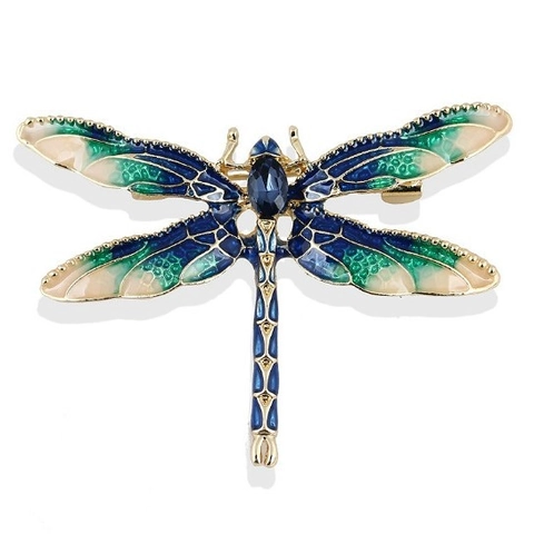 Spilla a Forma di Libellula in Lega di Zinco Vintage Con Ali in Smalto e Strass Elegante Spilla Insetto per Donna Gioielli