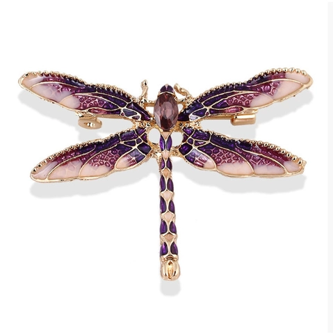 Spilla a Forma di Libellula in Lega di Zinco Vintage Con Ali in Smalto e Strass Elegante Spilla Insetto per Donna Gioielli