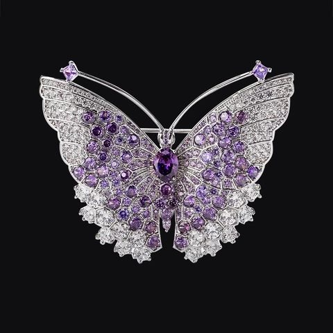 Exquise Broche Papillon en Alliage et Strass pour Femme Élégante Broche Forme d'Animal Vintage Accessoires Robe de Soirée Bijoux Cadeau