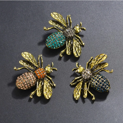 Spilla Ape in Lega Vintage Intarsiata con Strass Insetto Pin da Risvolto per Donna Uomo Accessori Abbigliamento Gioielli Regalo
