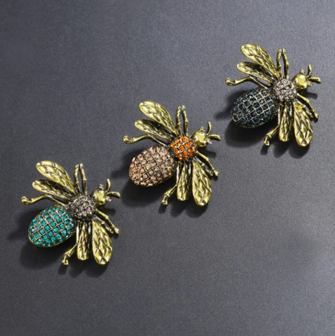 Spilla Ape in Lega Vintage Intarsiata con Strass Insetto Pin da Risvolto per Donna Uomo Accessori Abbigliamento Gioielli Regalo